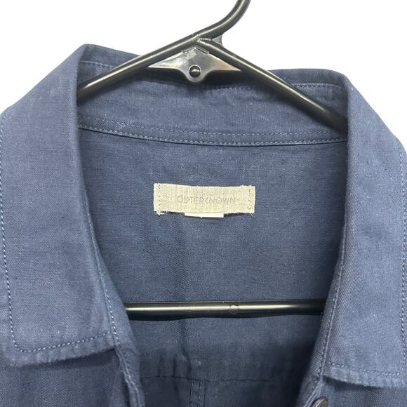 Minimalist Utility Outerknown Organic Cotton‎ Linen Romper Navy Short Sleeve M - Picture 2 of 7